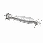 MagnaFlow 4451497 carb direct-fit catalytic converter, opposite rear three-quarter view of the turntable spin
