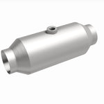 MagnaFlow 4651356 universal catalytic converter, front three-quarter view of the turntable spin
