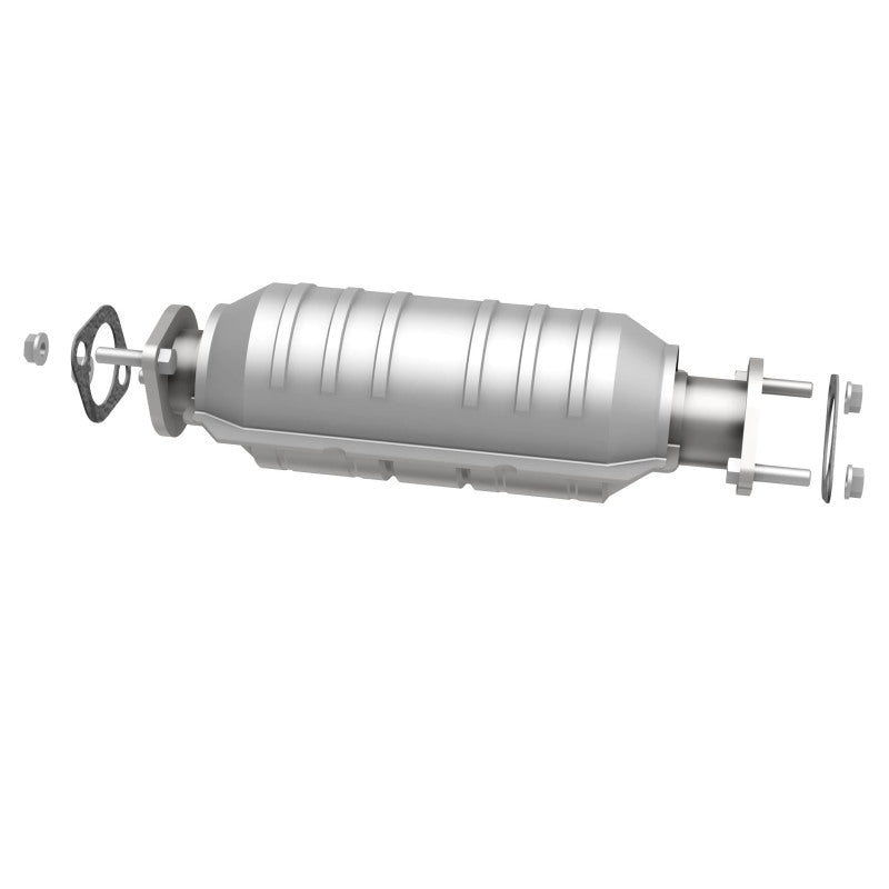 MagnaFlow 5571653 carb direct-fit catalytic converter, side view of the turntable spin