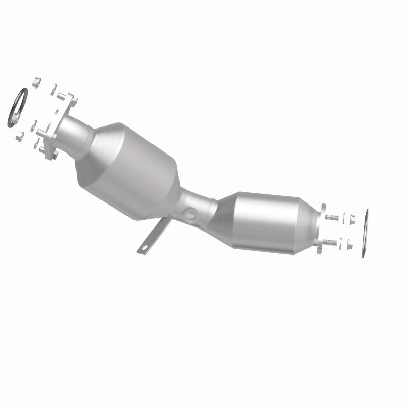 MagnaFlow 5582144 carb direct-fit catalytic converter, side view of the turntable spin