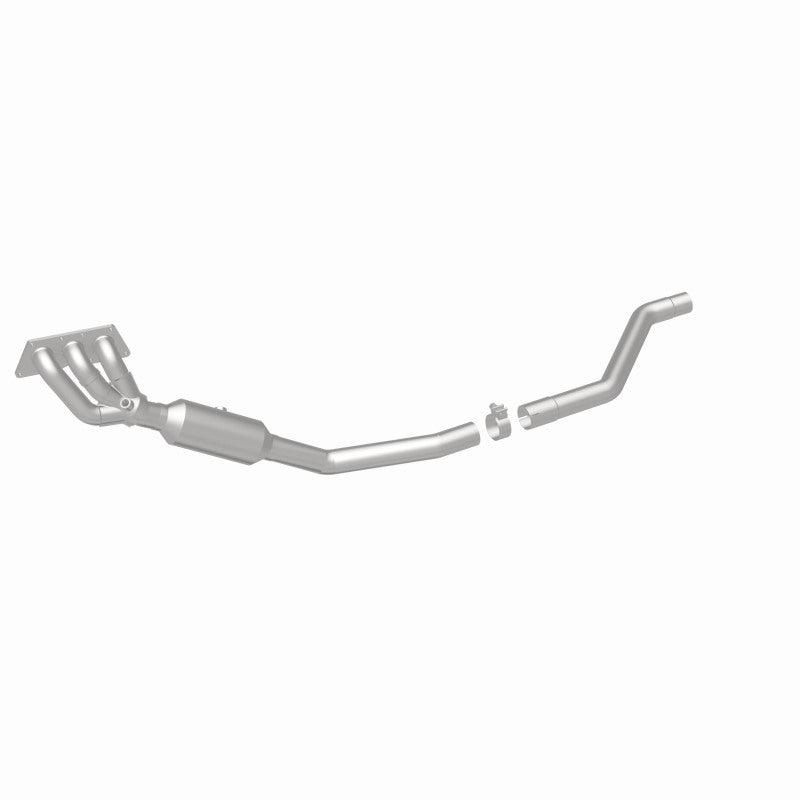 MagnaFlow 22-066 oem grade manifold converter, rear three-quarter view of the turntable spin