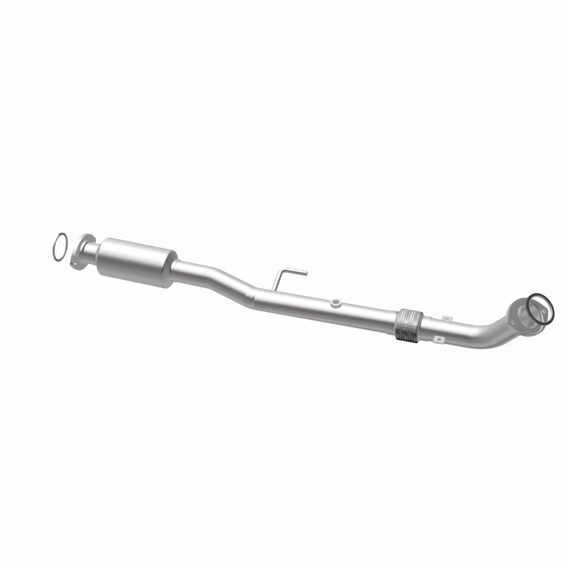MagnaFlow 5571556 carb direct-fit catalytic converter, opposite rear three-quarter view of the turntable spin