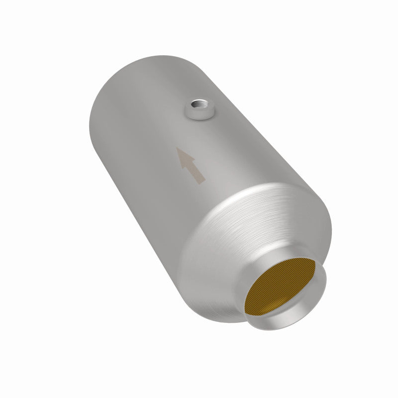 MagnaFlow 51299 universal catalytic converter, rear three-quarter view of the turntable spin