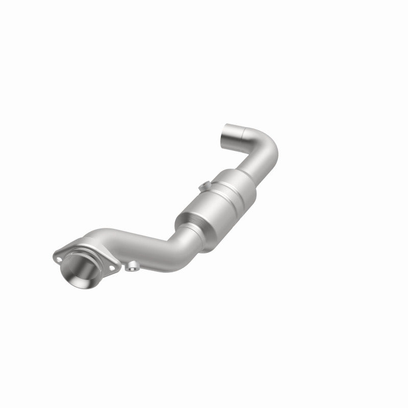 MagnaFlow 5551428 carb direct-fit catalytic converter, opposite front three-quarter view of the turntable spin