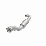 MagnaFlow 5551428 carb direct-fit catalytic converter, opposite front three-quarter view of the turntable spin