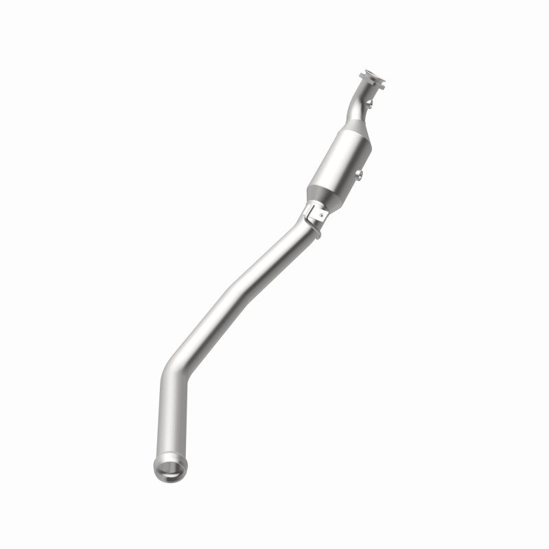 MagnaFlow 5561172 carb direct-fit catalytic converter, opposite rear three-quarter view of the turntable spin