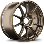 Bronze-finished aluminum alloy wheel with ten-spoke design and five-bolt mounting pattern on white background - APEX Wheels wheel for 17x9 ET61 5x114.3 - Satin Bronze