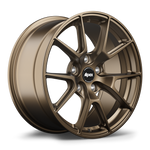Bronze finished alloy wheel with ten-spoke design and center cap showing five lug bolt pattern - APEX Wheels wheel for 17x9 ET48 5x100 - Satin Bronze