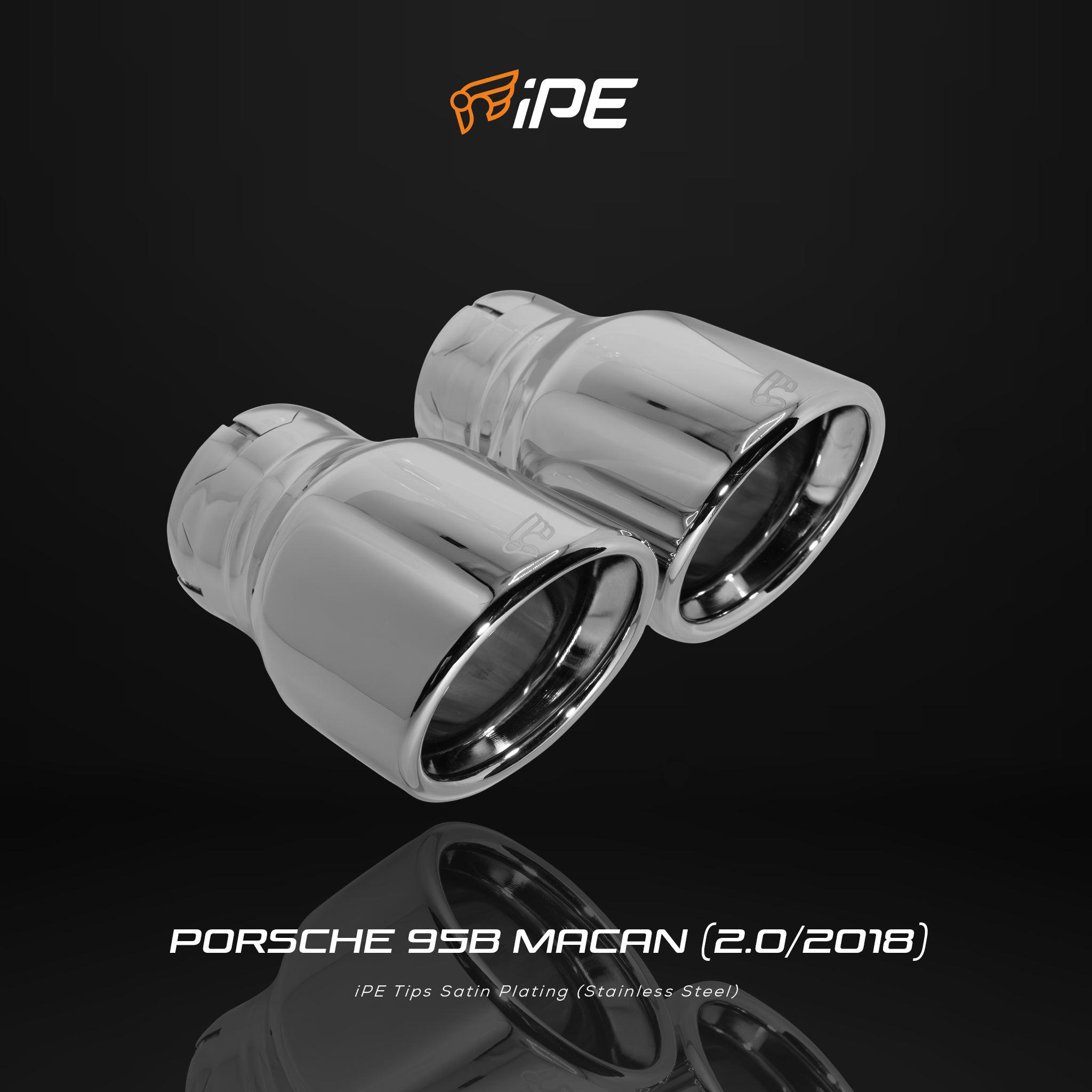 IPE Chrome Silver exhaust tips for the Porsche Macan