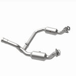 MagnaFlow 280656 oem grade direct-fit catalytic converter, opposite rear three-quarter view of the turntable spin