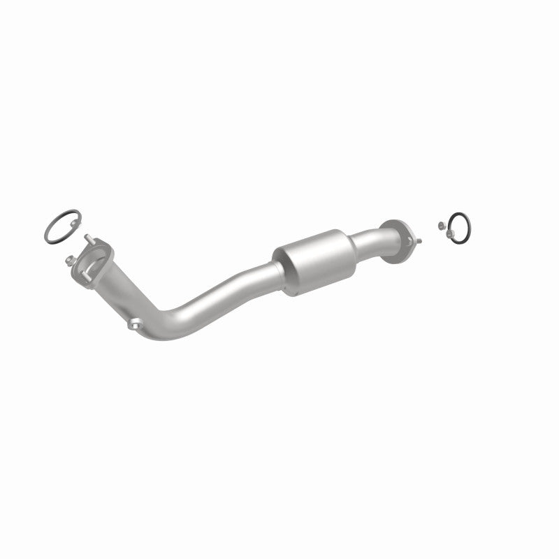 MagnaFlow 5571543 carb direct-fit catalytic converter, front three-quarter view of the turntable spin