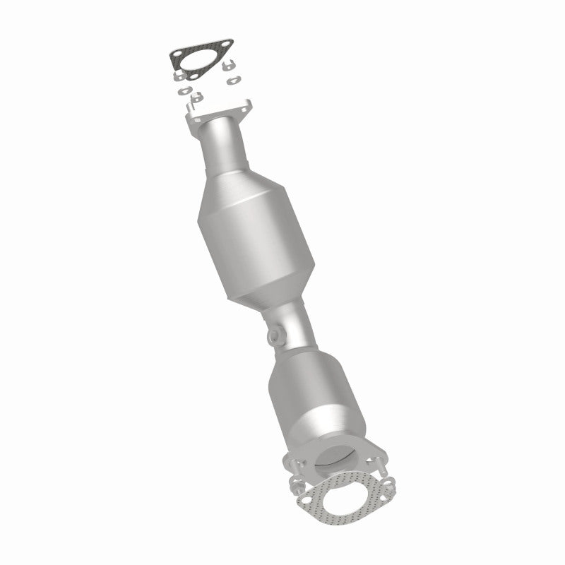 MagnaFlow 5481098 carb direct-fit catalytic converter, rear three-quarter view of the turntable spin