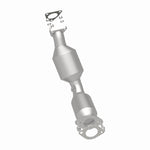 MagnaFlow 5481098 carb direct-fit catalytic converter, rear three-quarter view of the turntable spin