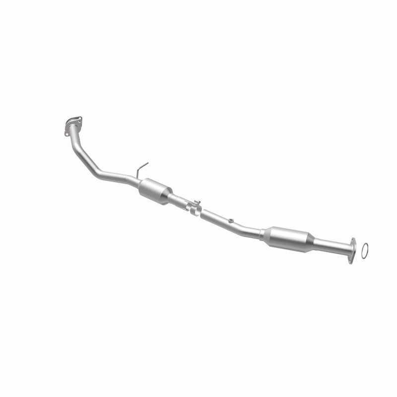 MagnaFlow 21-286 oem grade direct-fit catalytic converter, opposite rear three-quarter view of the turntable spin