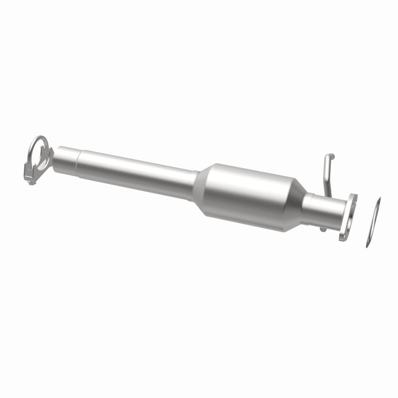 MagnaFlow 459408 carb direct-fit catalytic converter, opposite rear three-quarter view of the turntable spin
