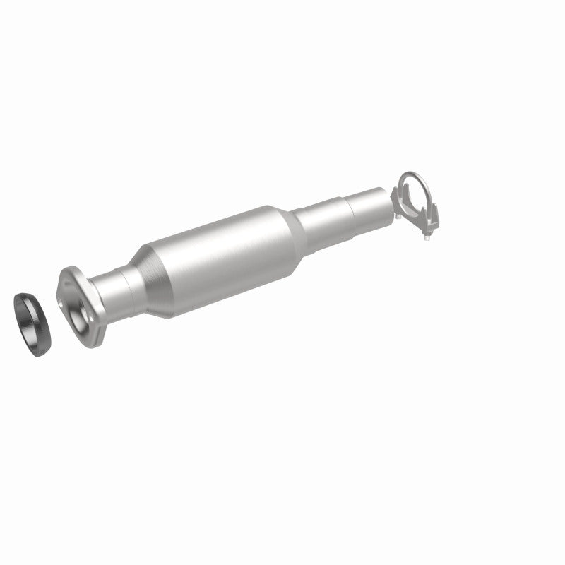 MagnaFlow 5592030 carb direct-fit catalytic converter, front three-quarter view of the turntable spin