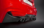 Capristo rear skirt diffuser under red BMW 435i coupe with quad tips