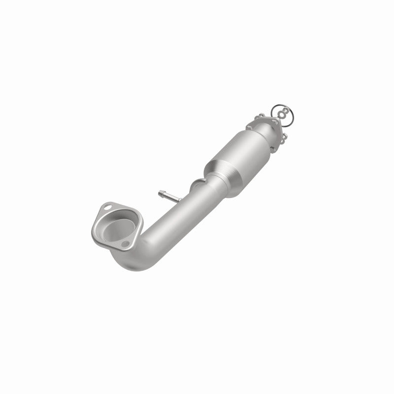 MagnaFlow 5592529 carb direct-fit catalytic converter, opposite front three-quarter view of the turntable spin