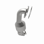 MagnaFlow 551017 carb direct-fit catalytic converter, opposite rear three-quarter view of the turntable spin