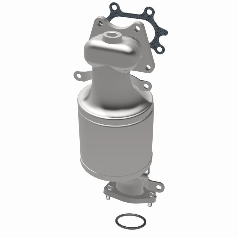 MagnaFlow 5551333 carb manifold converter, opposite rear three-quarter view of the turntable spin