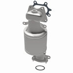 MagnaFlow 5551333 carb manifold converter, opposite rear three-quarter view of the turntable spin