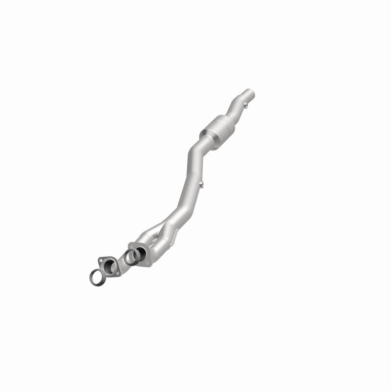 MagnaFlow 4481682 carb direct-fit catalytic converter, opposite front three-quarter view of the turntable spin