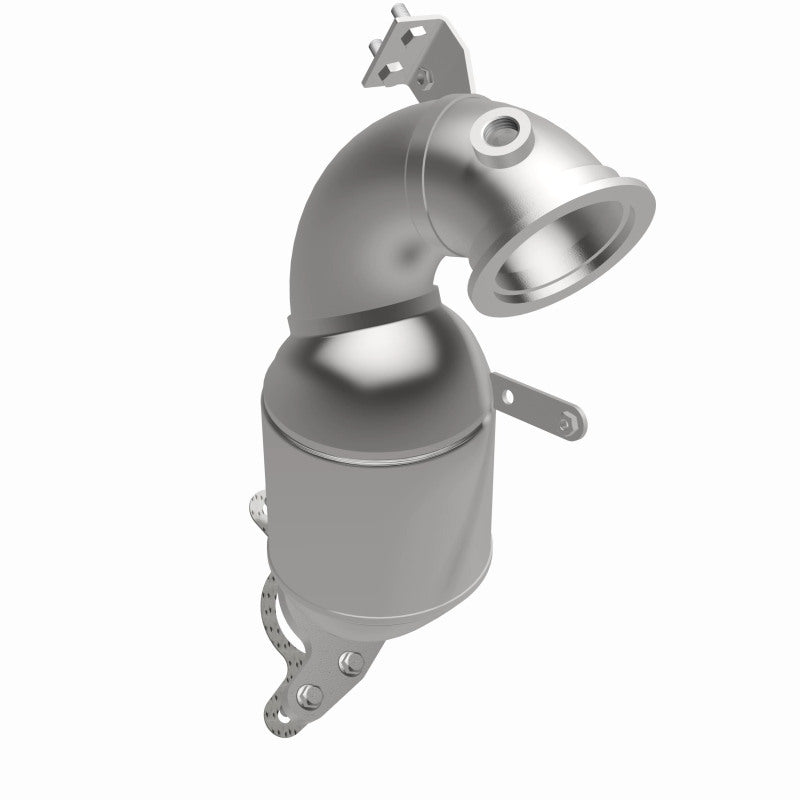 MagnaFlow 280132 oem grade direct-fit catalytic converter, front three-quarter view of the turntable spin