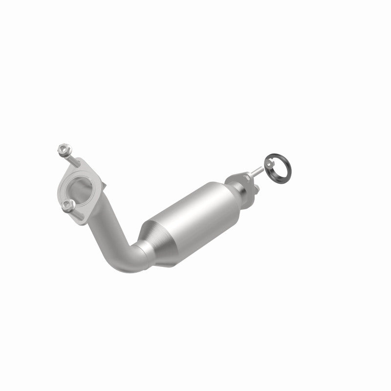 MagnaFlow 5461502 carb direct-fit catalytic converter, opposite front three-quarter view of the turntable spin