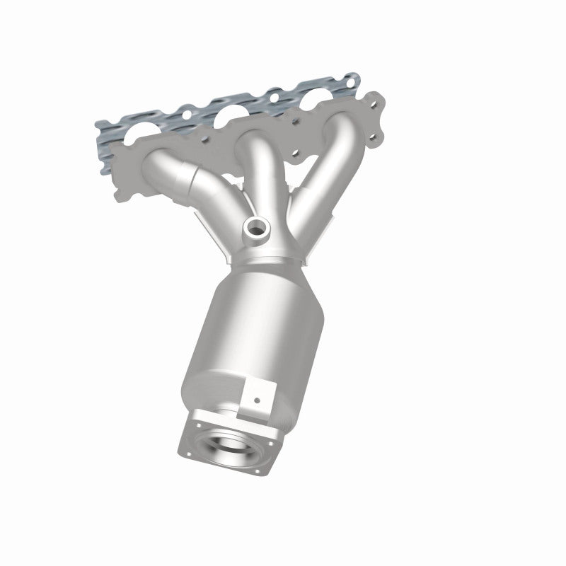 MagnaFlow 52131 oem grade manifold converter, rear three-quarter view of the turntable spin