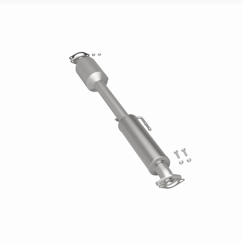 MagnaFlow 5571820 carb direct-fit catalytic converter, rear three-quarter view of the turntable spin