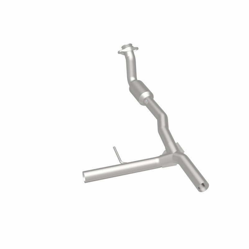 MagnaFlow 4651154 carb direct-fit catalytic converter, rear three-quarter view of the turntable spin
