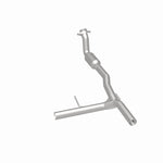 MagnaFlow 4651154 carb direct-fit catalytic converter, rear three-quarter view of the turntable spin