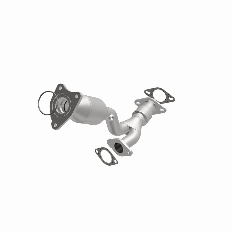 MagnaFlow 5561182 carb direct-fit catalytic converter, opposite front three-quarter view of the turntable spin