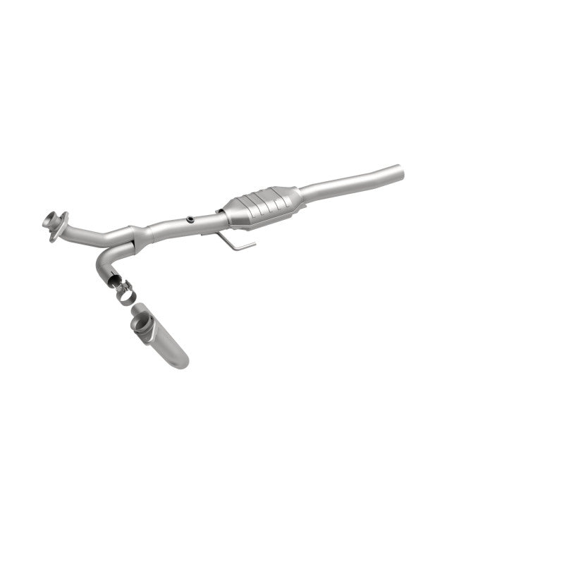 MagnaFlow 4451215 carb direct-fit catalytic converter, front three-quarter view of the turntable spin