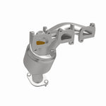 MagnaFlow 5531220 carb manifold converter, front three-quarter view of the turntable spin