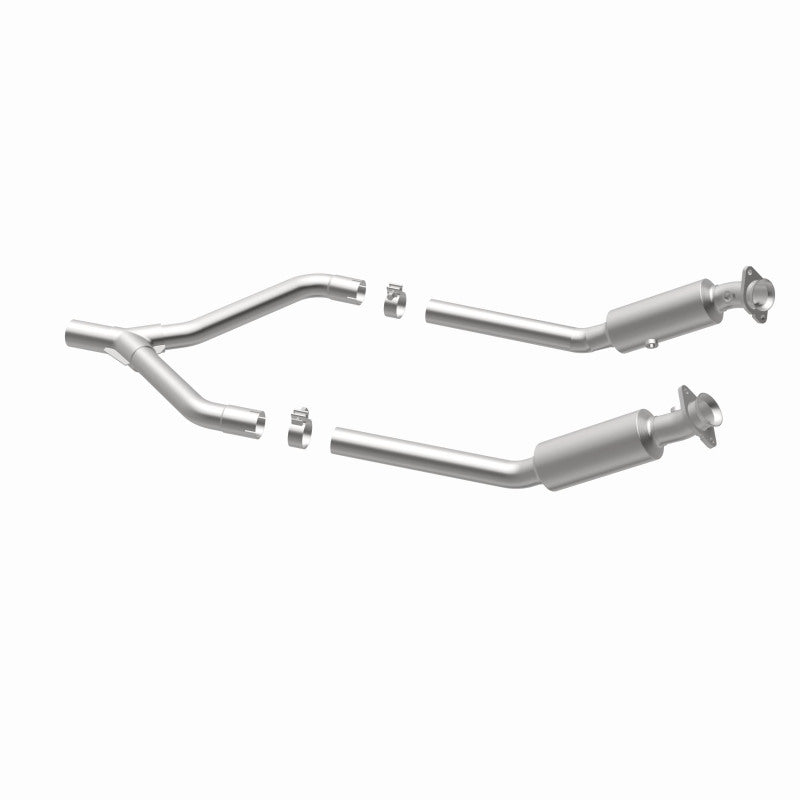 MagnaFlow 5461533 carb direct-fit catalytic converter, opposite rear three-quarter view of the turntable spin