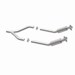 MagnaFlow 5461533 carb direct-fit catalytic converter, opposite rear three-quarter view of the turntable spin