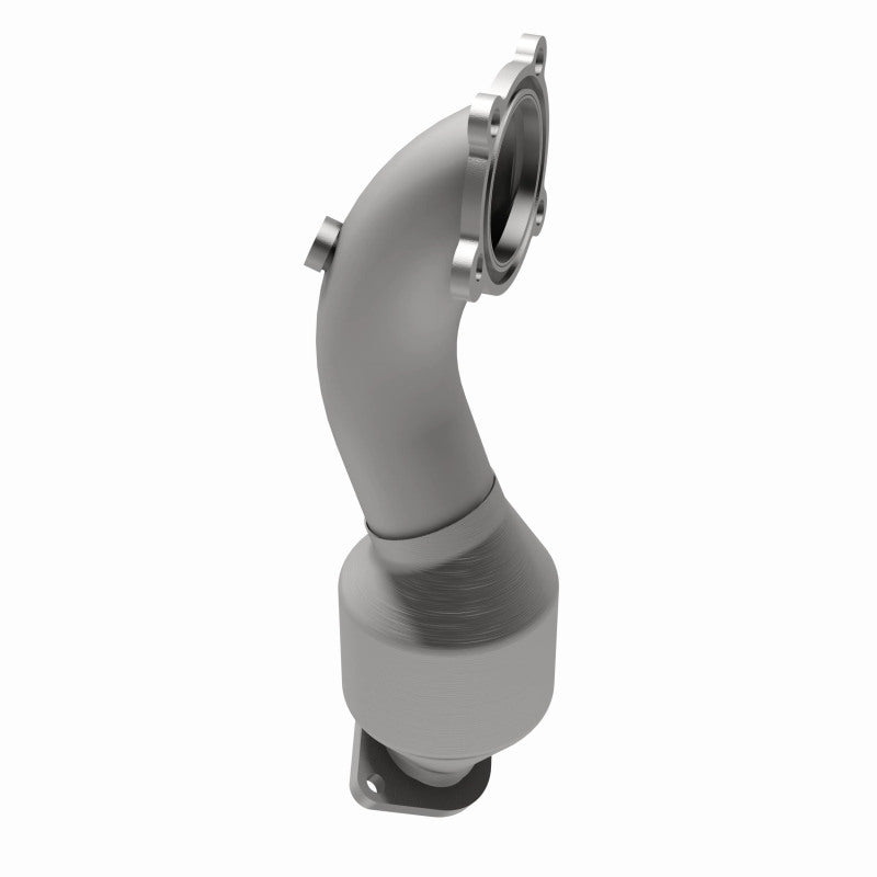 MagnaFlow 5461201 carb direct-fit catalytic converter, opposite rear three-quarter view of the turntable spin