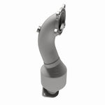MagnaFlow 5461201 carb direct-fit catalytic converter, opposite rear three-quarter view of the turntable spin