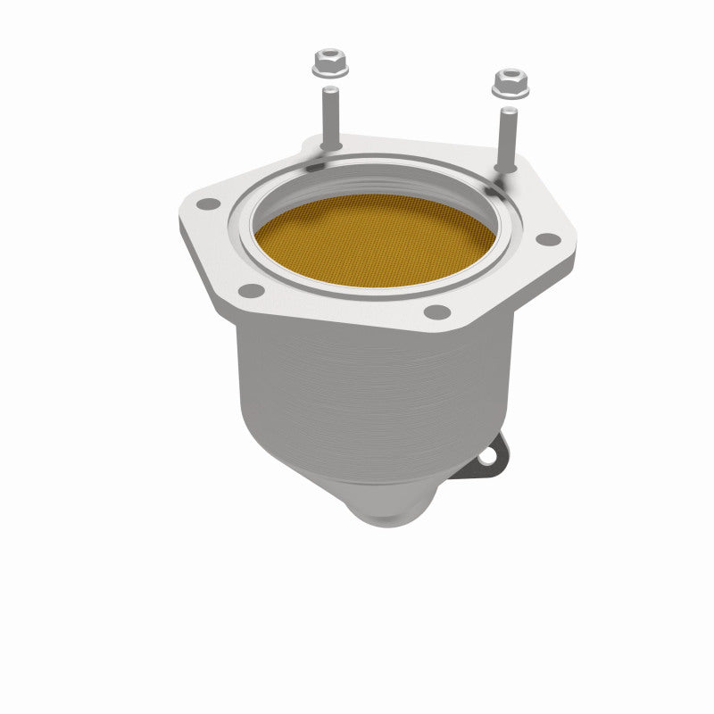 MagnaFlow 5582128 carb direct-fit catalytic converter, opposite side view of the turntable spin