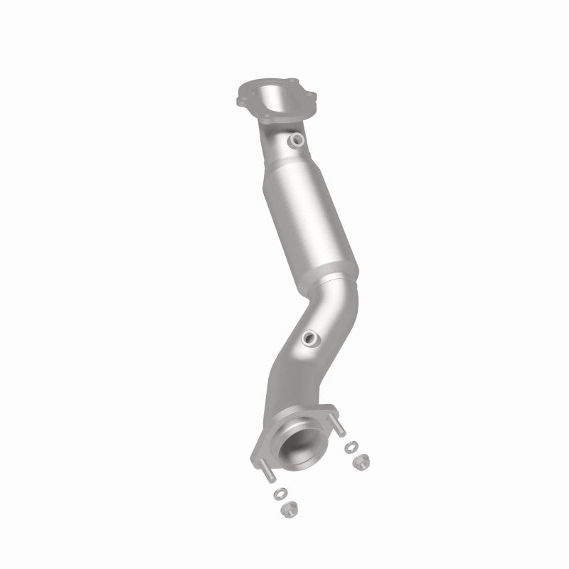MagnaFlow 5561848 carb direct-fit catalytic converter, rear three-quarter view of the turntable spin