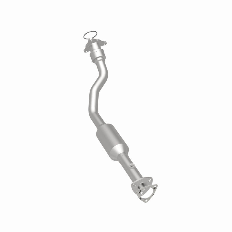 MagnaFlow 4561089 carb direct-fit catalytic converter, rear three-quarter view of the turntable spin