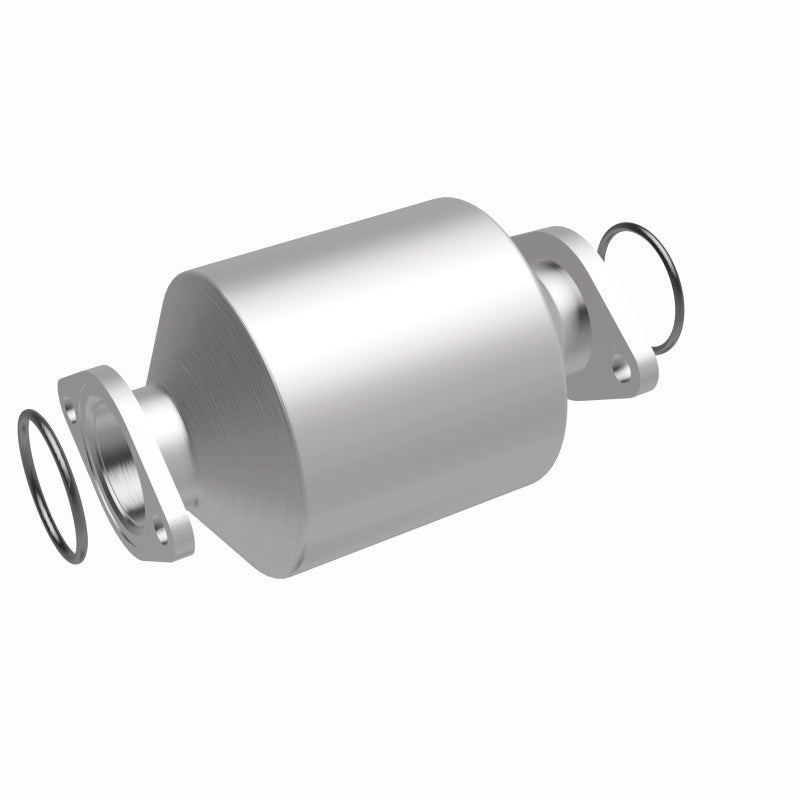 MagnaFlow 3322656 carb direct-fit catalytic converter, front three-quarter view of the turntable spin