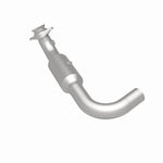 MagnaFlow 5551498 carb direct-fit catalytic converter, rear three-quarter view of the turntable spin