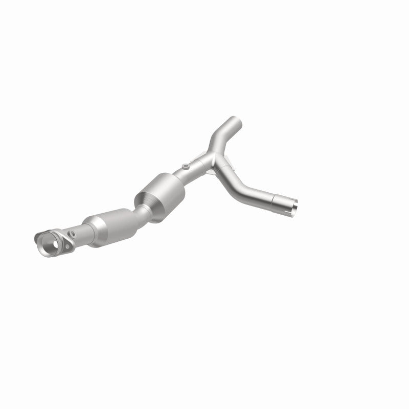 MagnaFlow 5582310 carb direct-fit catalytic converter, opposite front three-quarter view of the turntable spin