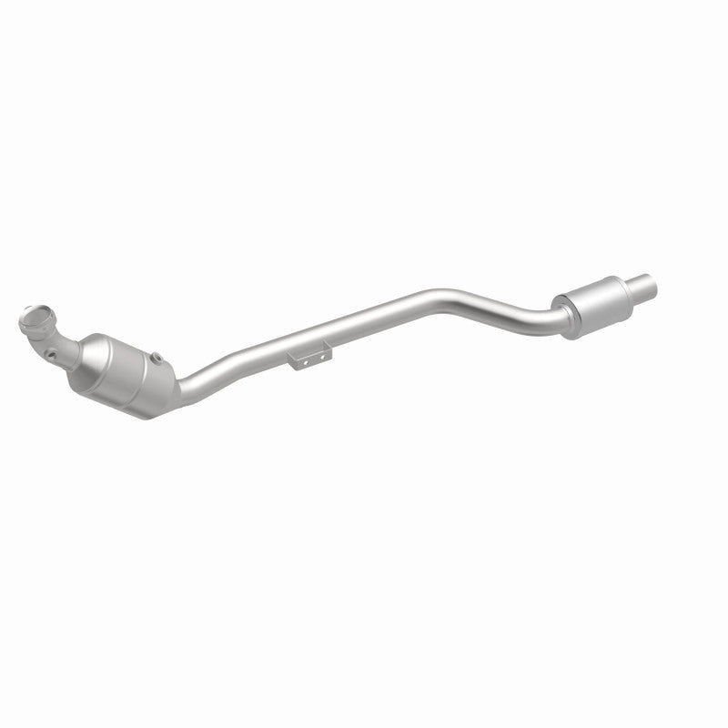 MagnaFlow 551265 carb direct-fit catalytic converter, front three-quarter view of the turntable spin