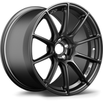 Matte gunmetal alloy wheel with ten-spoke design and five-bolt pattern on white background - APEX Wheels wheel for 17x9.5 ET51 5x114.3 - Satin Black