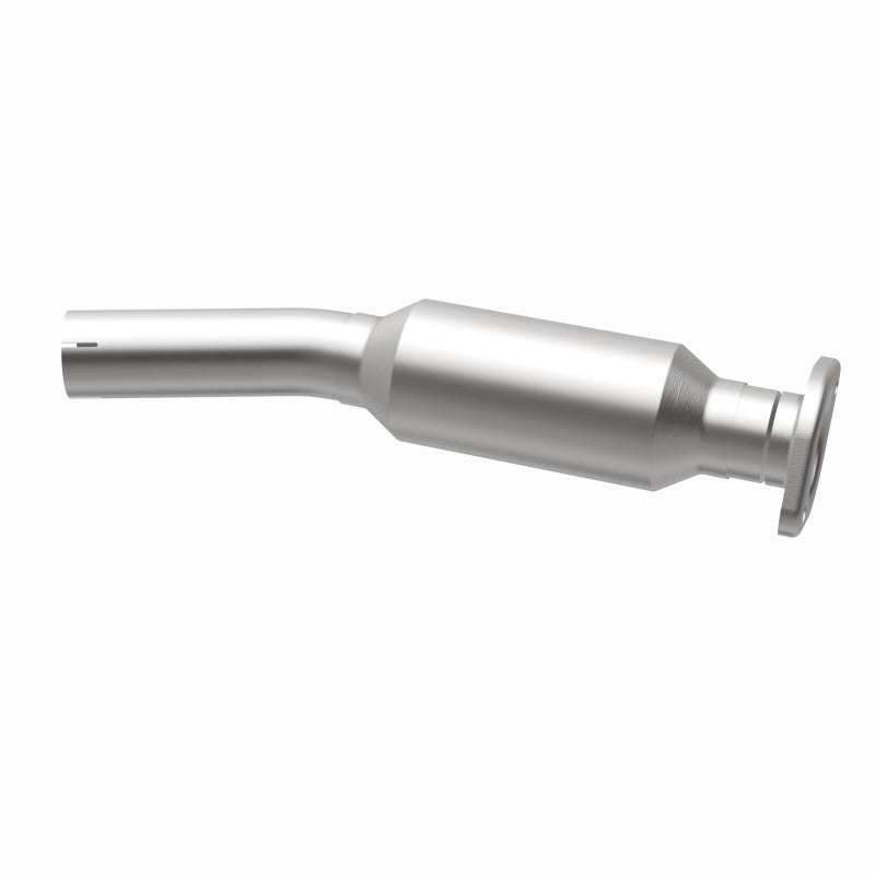 MagnaFlow 5592749 carb direct-fit catalytic converter, opposite rear three-quarter view of the turntable spin