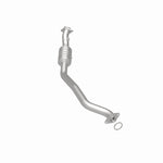 MagnaFlow 5551879 carb direct-fit catalytic converter, rear three-quarter view of the turntable spin