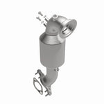 MagnaFlow 21-421 oem grade direct-fit catalytic converter, front three-quarter view of the turntable spin